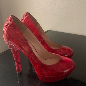 BETSEY JOHNSON RED DITA CORSET HEELS ONLY BEEN WORN ONCE